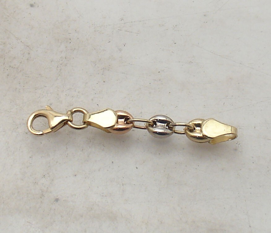 1.5″ Puffed Mariner Extender for Necklace Chain Real 14K Yellow White Rose Gold