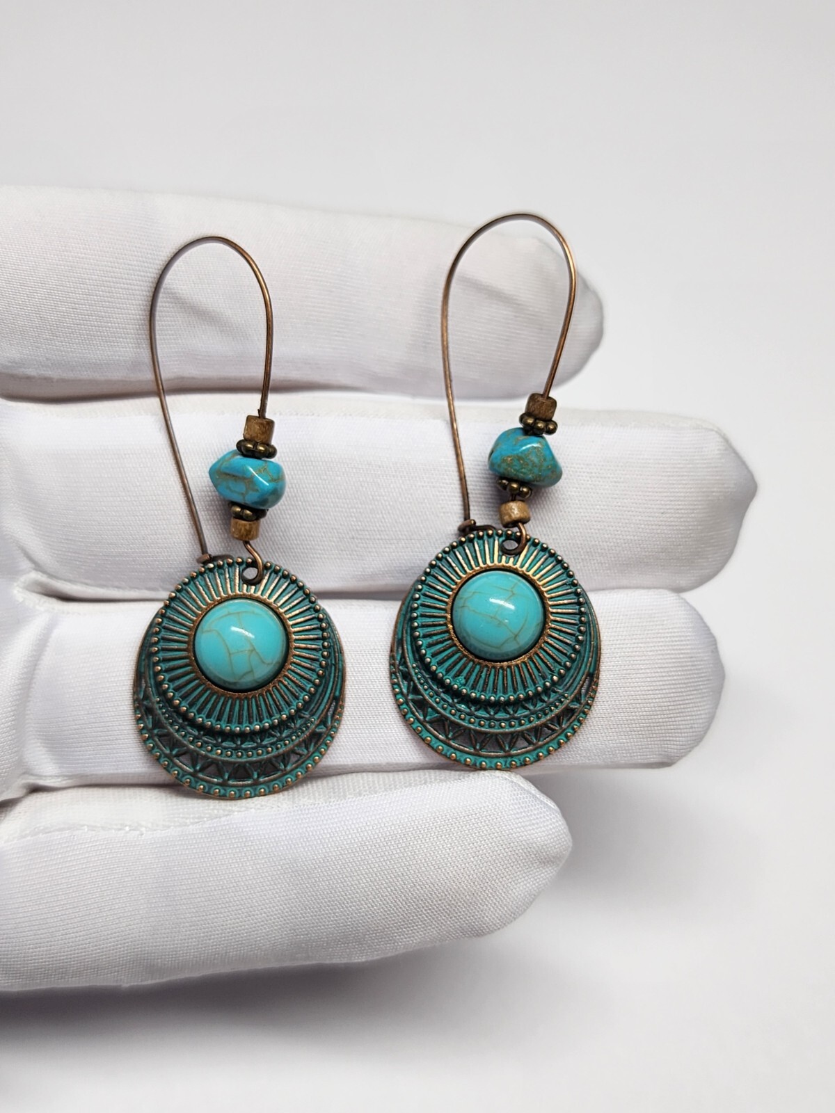 Vintage Boho Style Dangle Drop Earrings With Turquoise For Women Fashion Jewelry