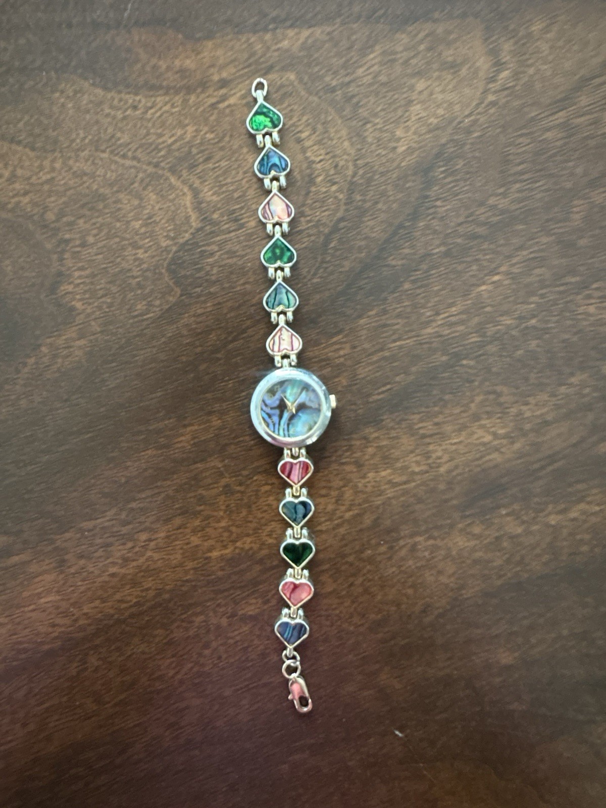 Repaired LA Express Abalone Women’s Heart Link Bracelet Wristwatch