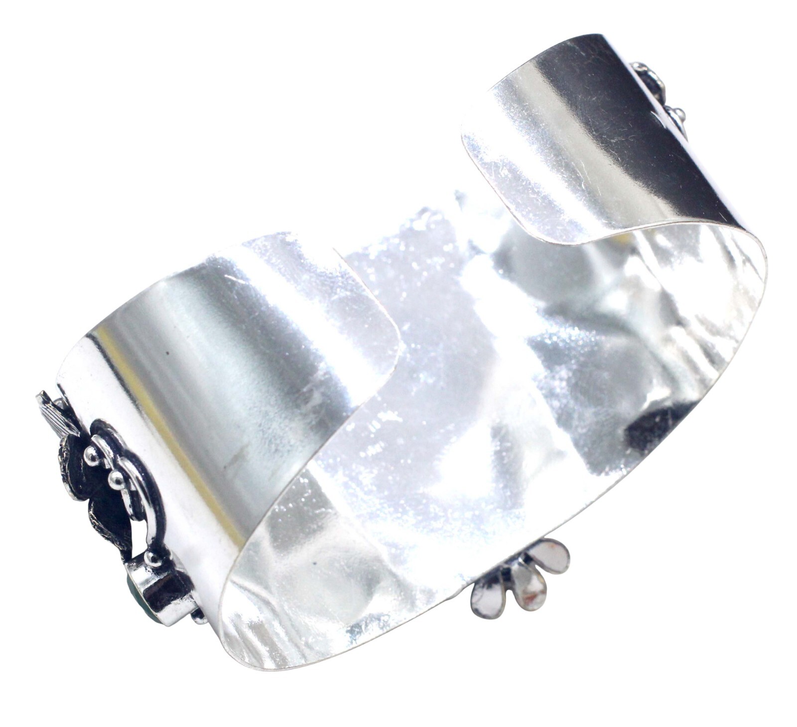 925 Sterling Silver Purple Amethyst Gemstone Jewelry Cuff Bracelet Size-ADJ