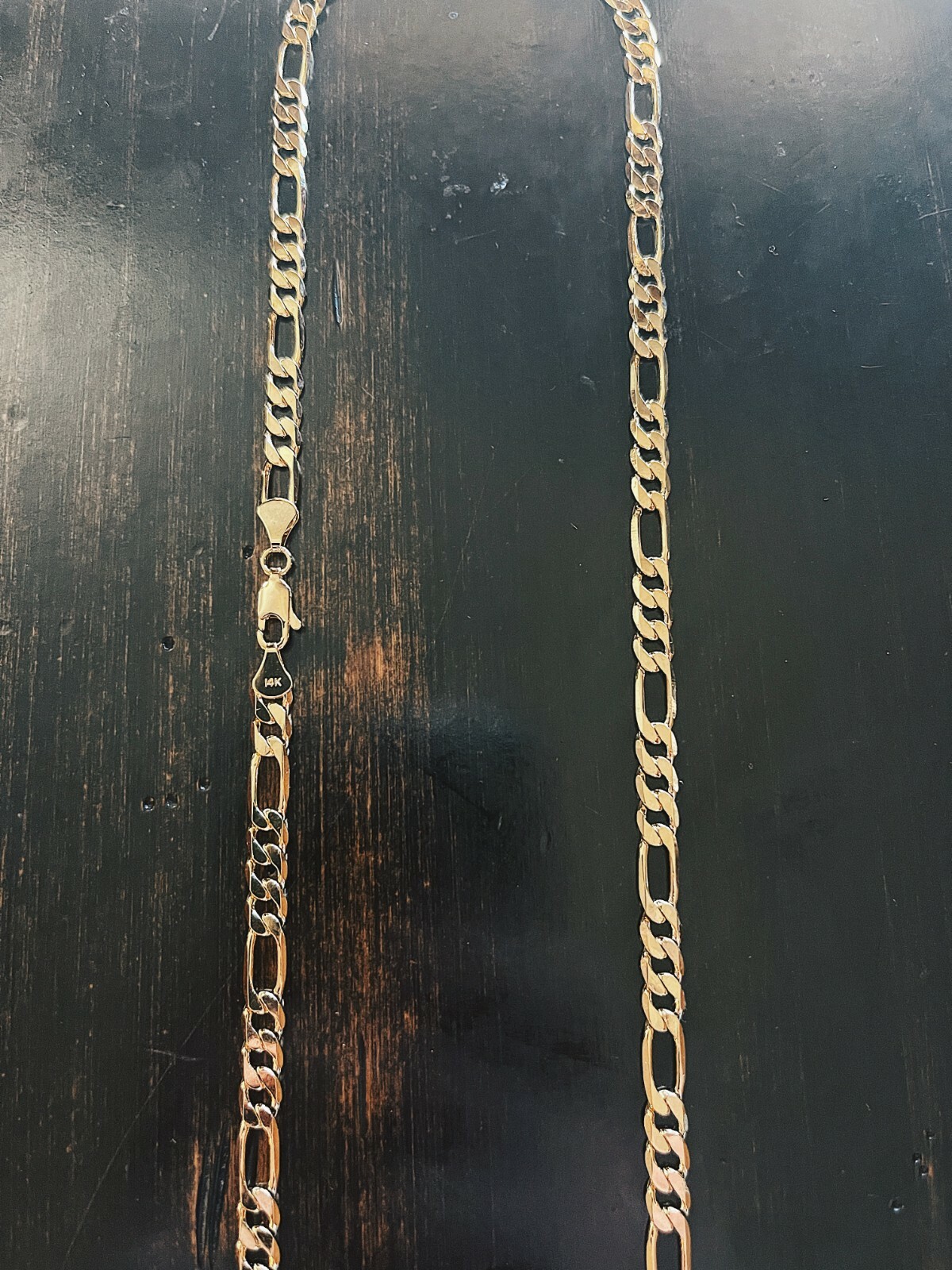 Men’s 14k Gold Stamped Figaro Chain 24 Inches ” 5mm Triple Plated Necklace