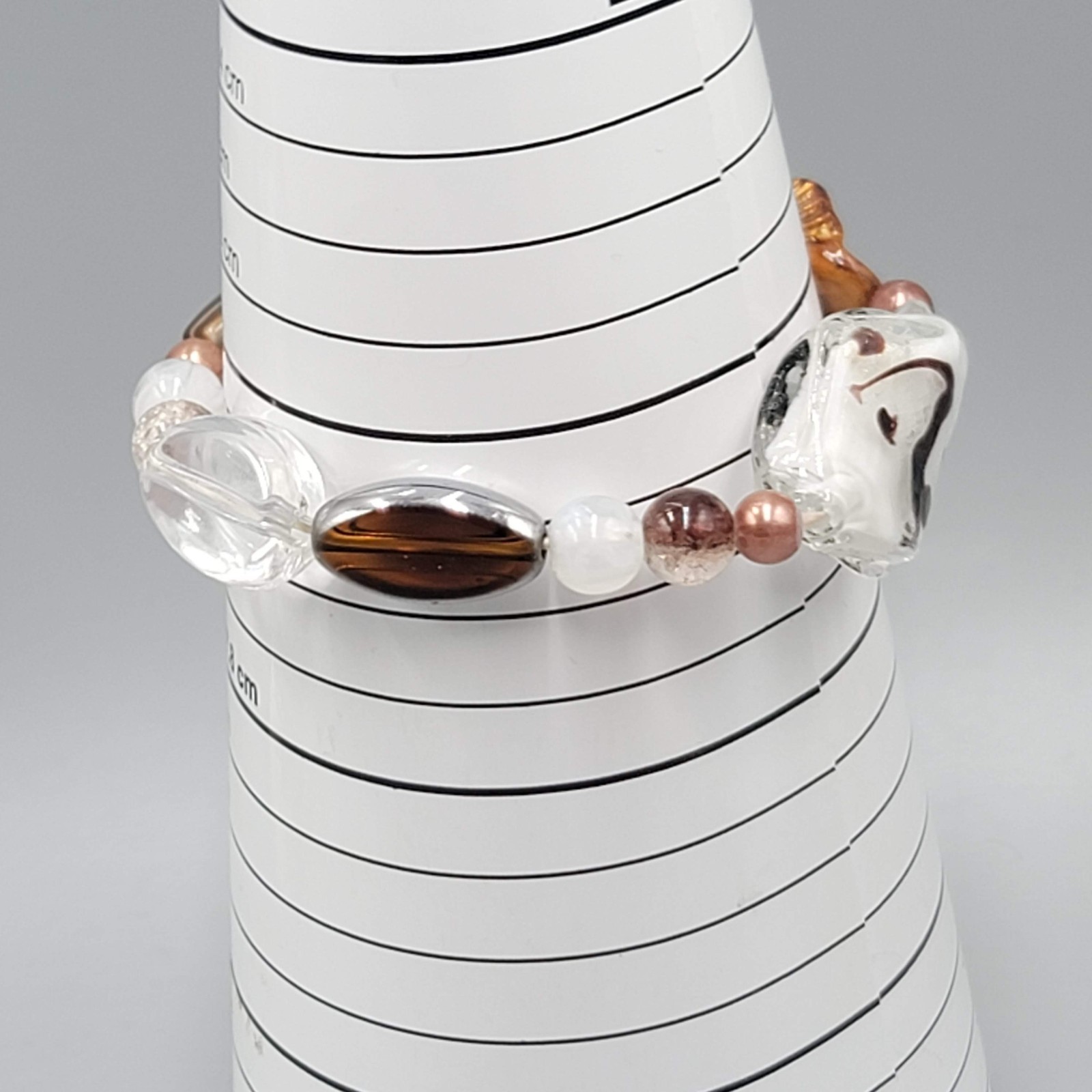 Bead Glass Shell Acrylic Bracelet Elastic 6.5 in