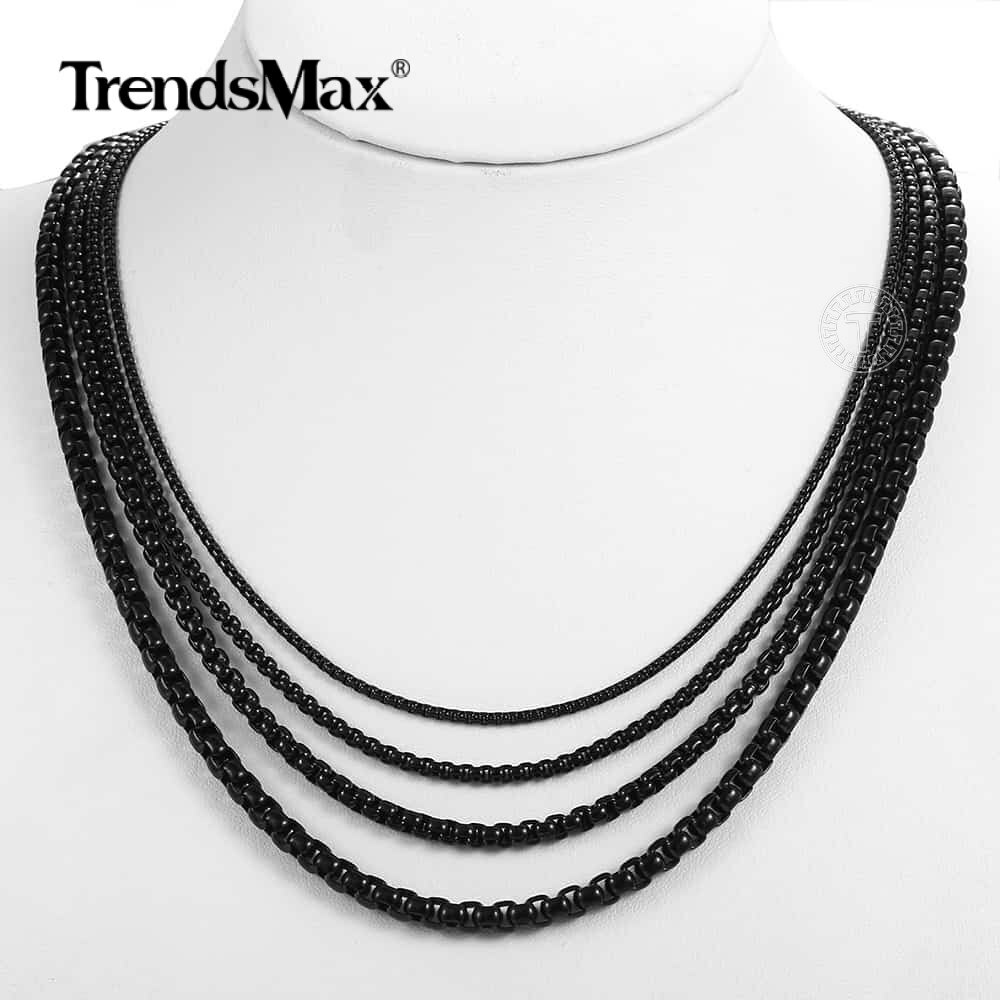 2/3/4/5MM Round Box Link Chain Necklace Gold Plated Choker 16-36″ For Men Women