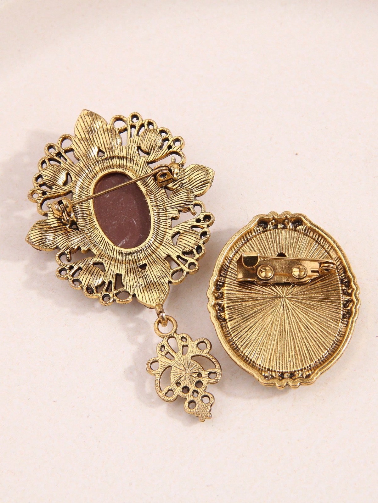 2 Pcs Black Elegant Victorian Vintage Court Style Cameo Brooch Pin Portrait