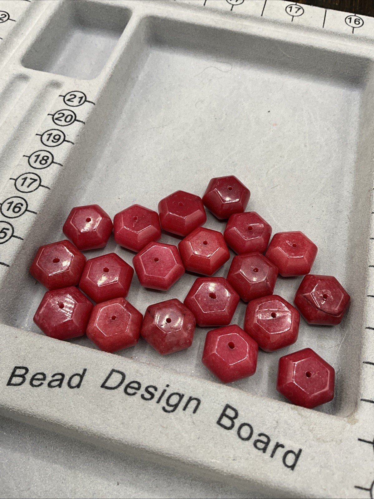 Barse 8mm Genuine Red Bamboo Coral Beads- Hexagon- 8”-NEW