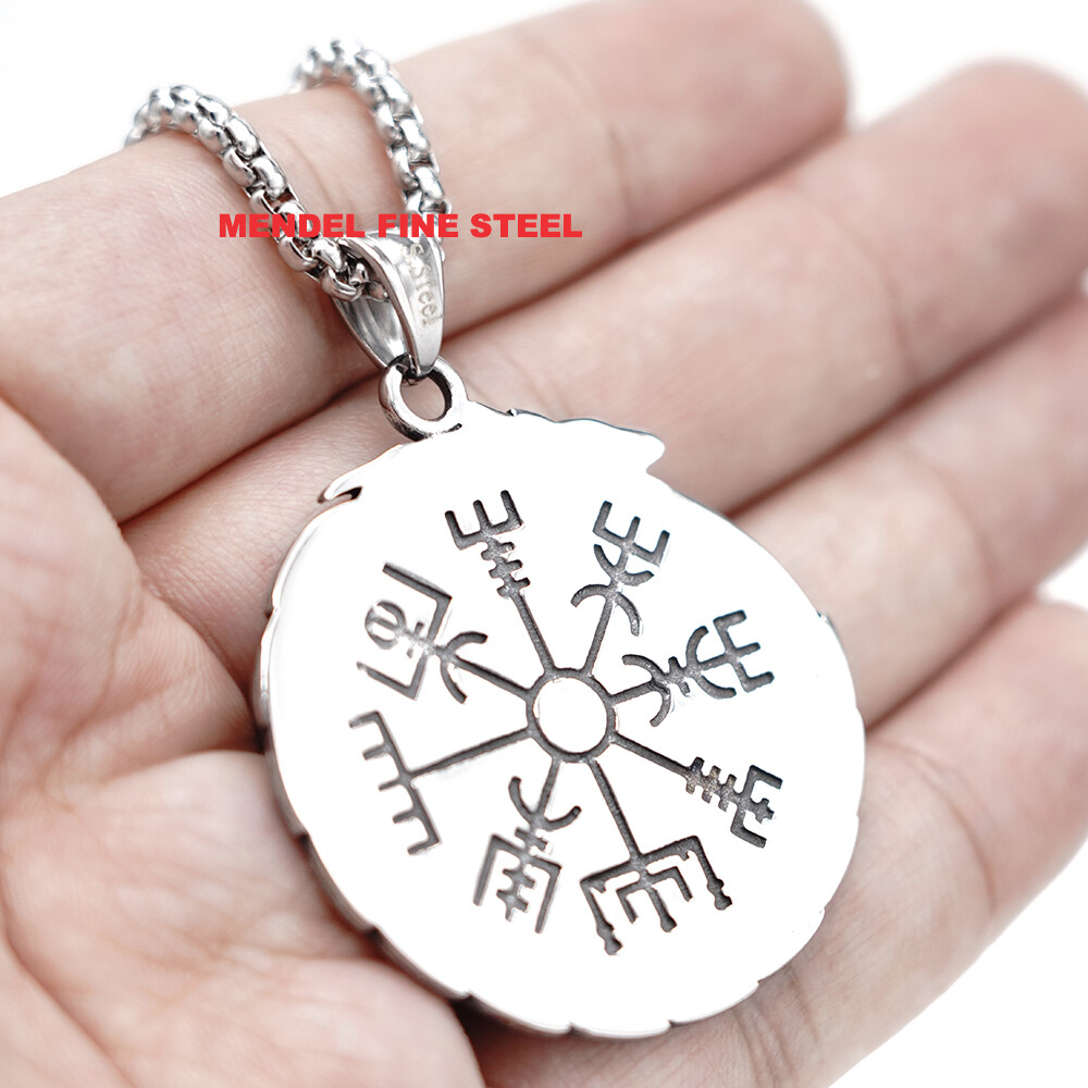 MENDEL Mens Viking Celtic Dragon Ouroboros Valknut Vegvisir Pendant Necklace Men