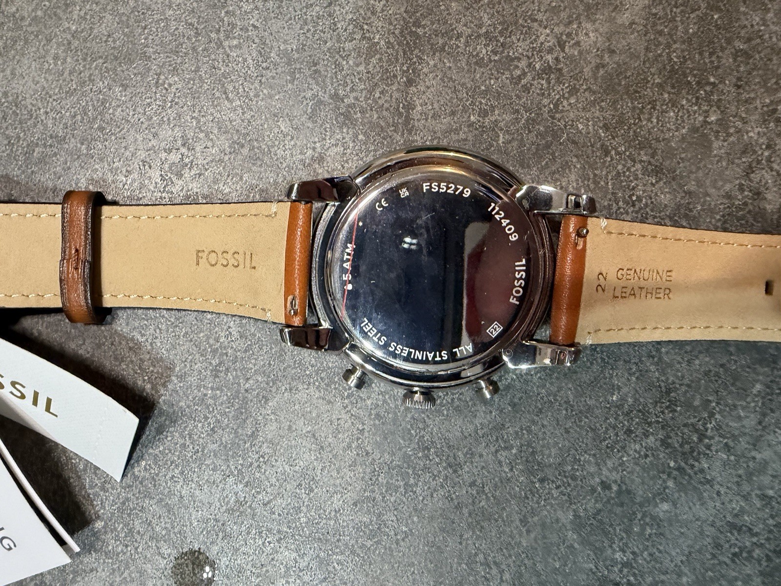 Fossil Townsman Quartz Chronograph Stainless Steel Watch Blue Dial LeatherFS5279