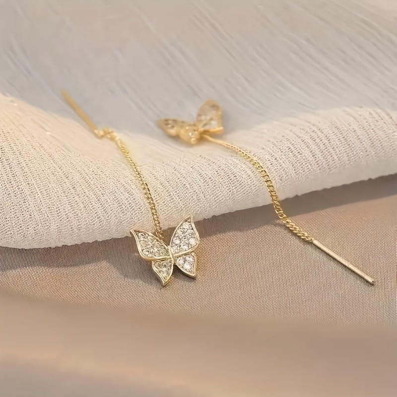 925 Silver Butterfly Dangle arrings Drop Dangle Women Jewelry Threader Tassel