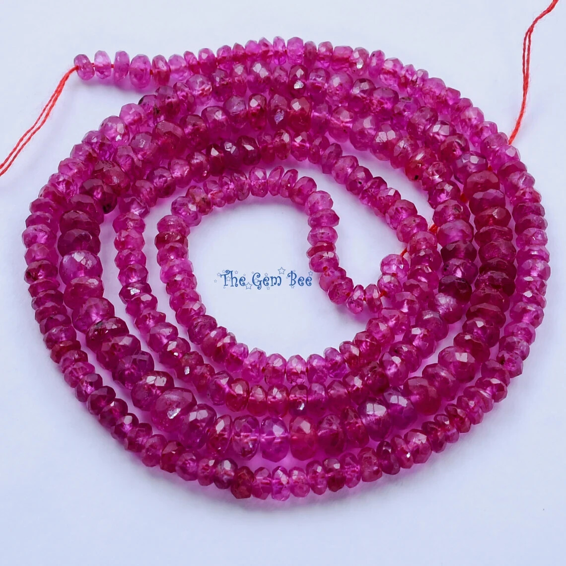 2.2-4.2mm Gem Grade No Heat Fine Burmese Ruby Faceted Rondelle Bead 16.5 inch st