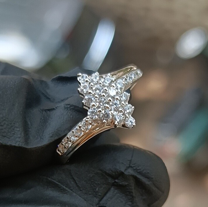 2.20Ct Round Lab Created Diamond Cluster Engagement Ring 14K White Gold Plated