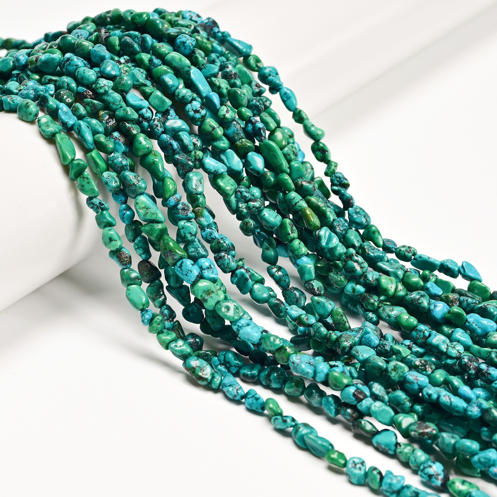 Natural Blue Green Turquoise Nugget Shape Beads Size 3×5-4x6mm 15.5” Strand