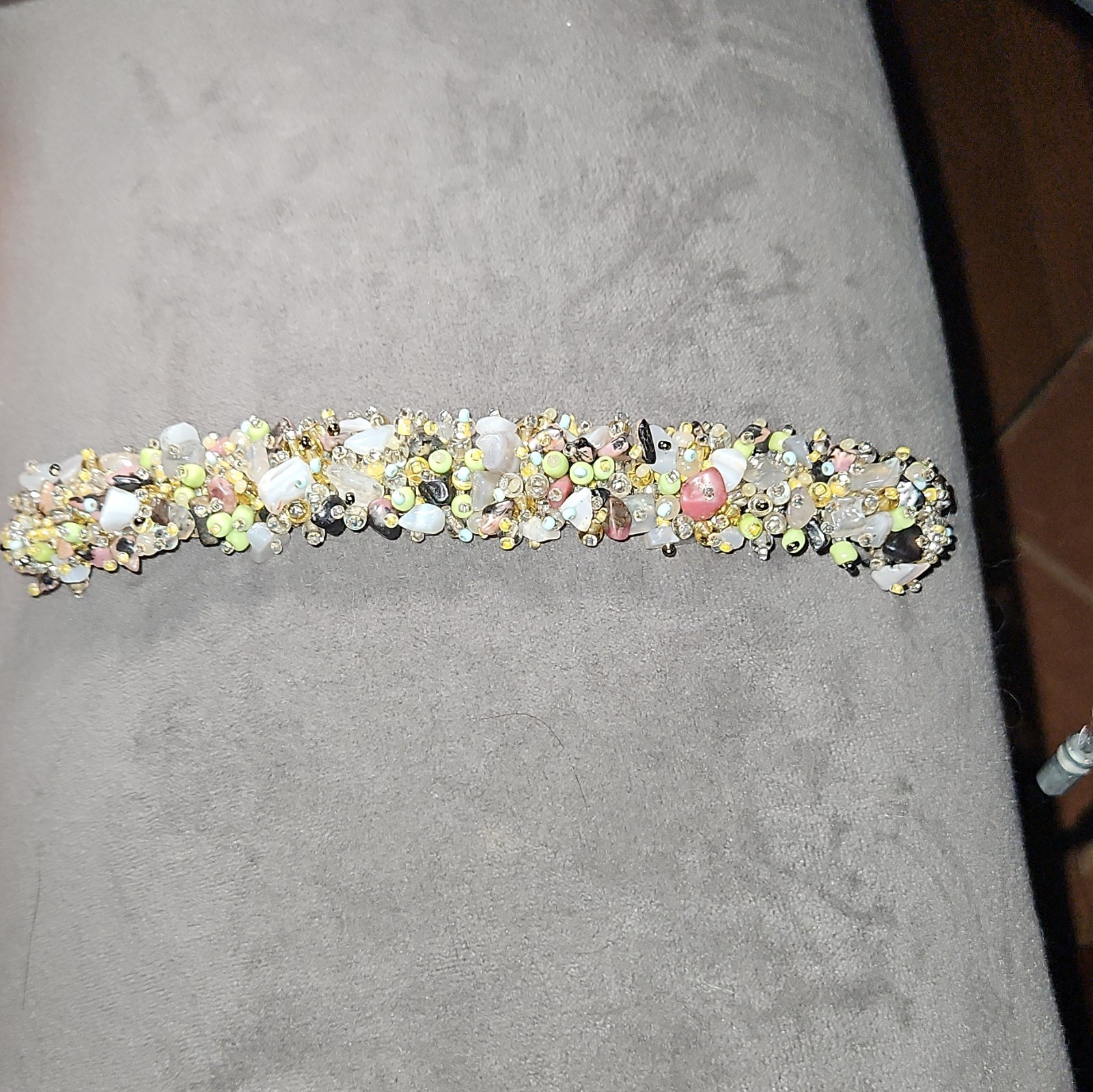 Multicolor Chip Crystal Beaded Bracelet, Asymmetrical.