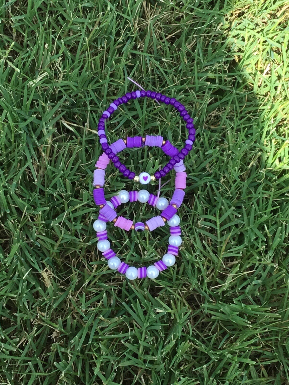 Three Purple Clay Bead Bracelets – Gorgeous