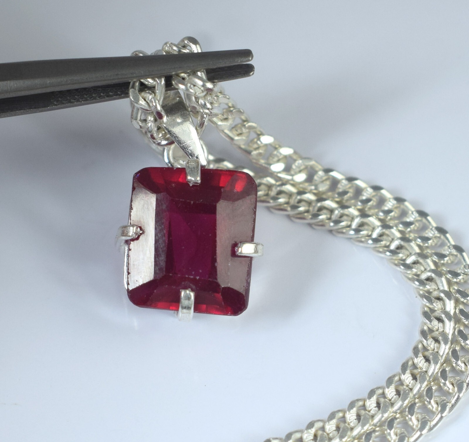 Certified Natural Rhodolite Garnet 10.40 Ct Emerald Cut Gemstone Men’s Pendant