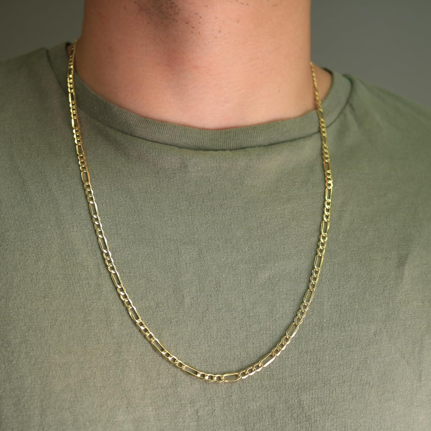 14K Yellow Gold Figaro Link Chain Necklace 4.5mm (16″-30″)