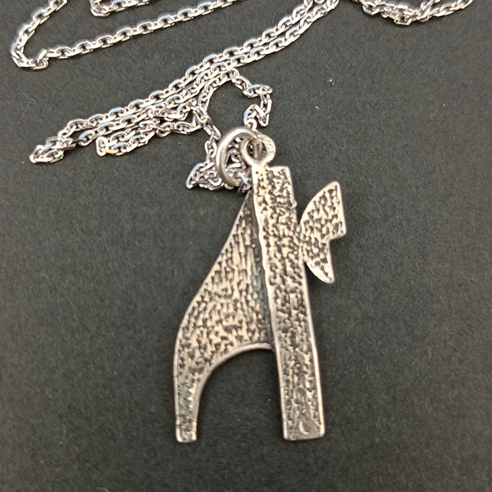 Chai Silver Pendant Necklace Men’s Modernist Brutalist Artistic Hebrew Life Gift
