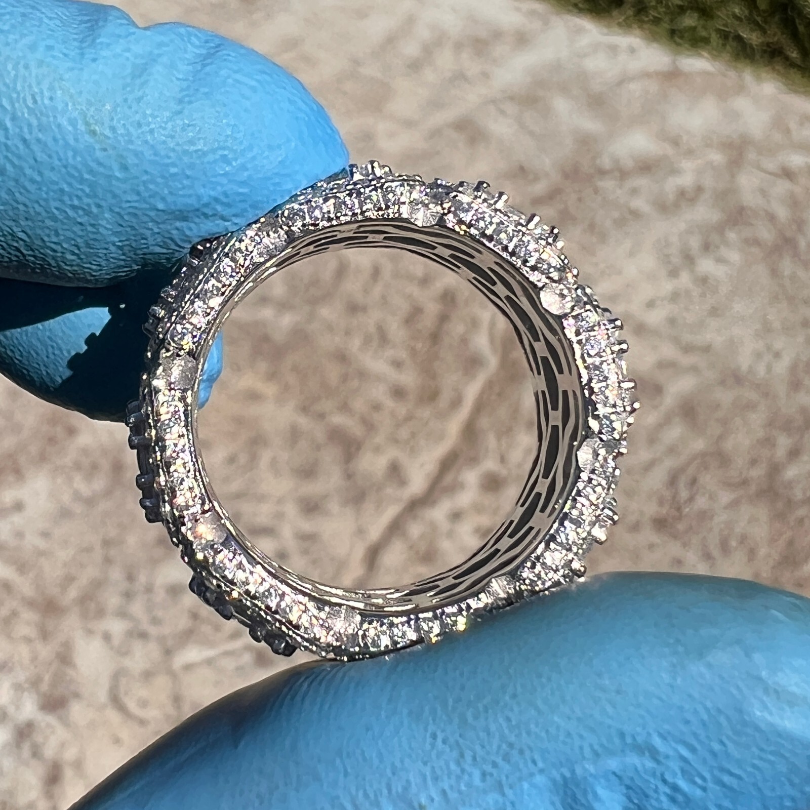 Hip Hop Ring For Men 925 Sterling Silver Iced Flooded Out Round & Baguette CZ