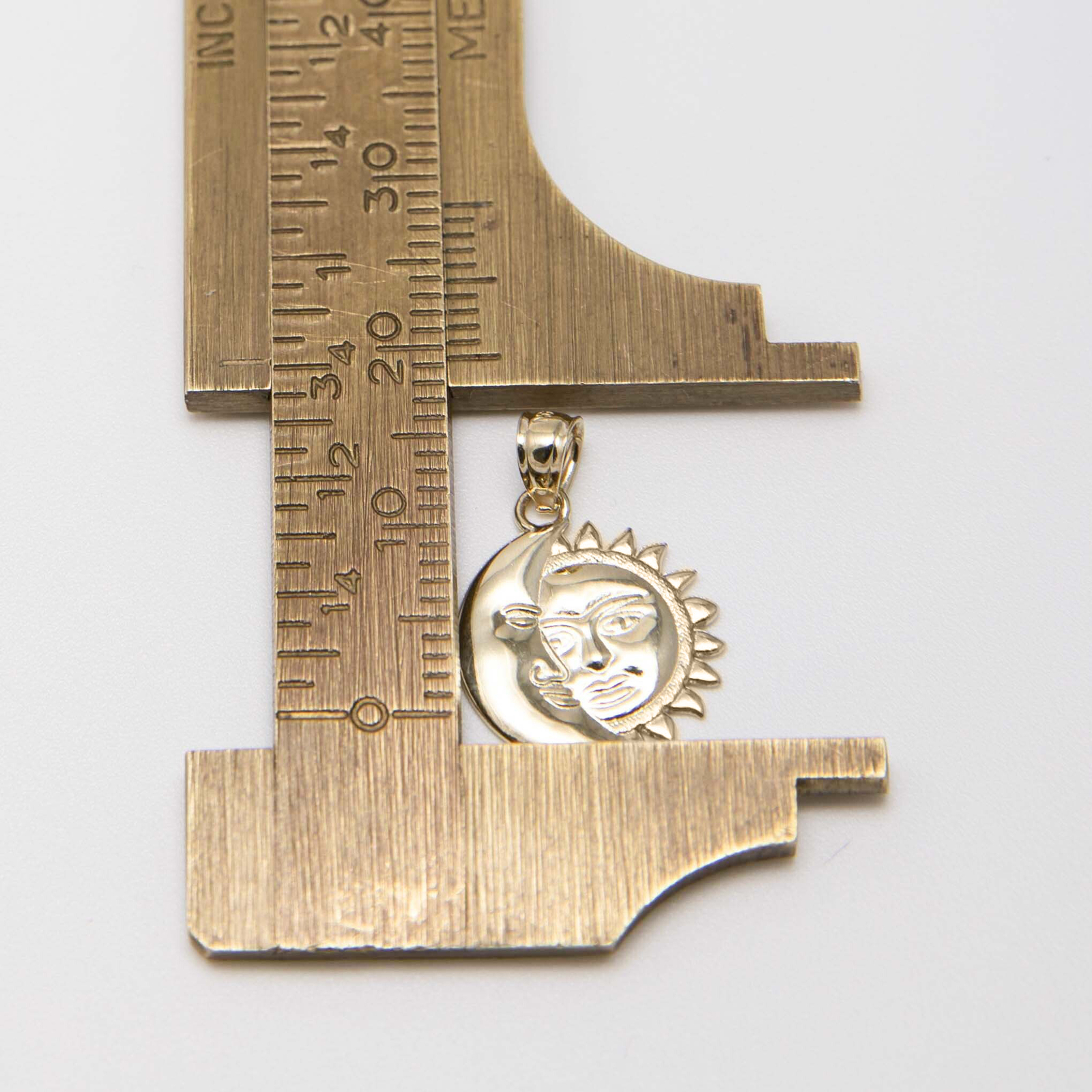 3/4″ Moon & Sun Face Pendant Real Solid 10K Yellow Gold