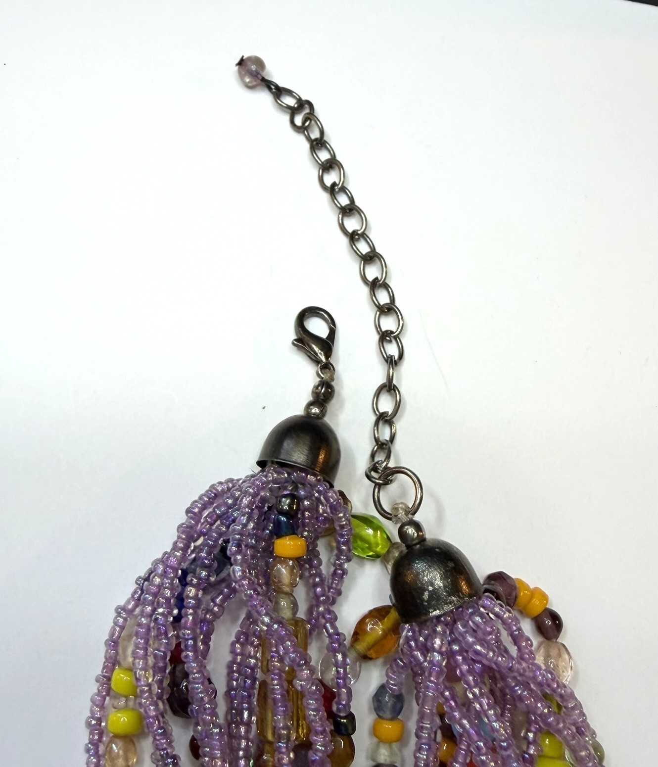 Multi Strand Bead Necklace Colorful Assorted Glass Beads Boho Chunky 18″