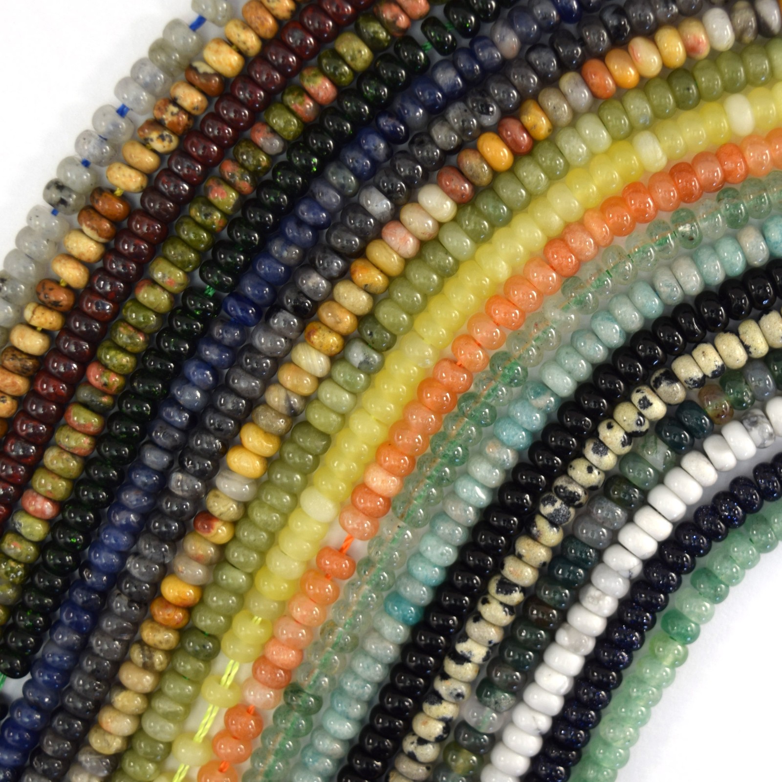 2x4mm Natural Various Gemstones Rondelle Button Spacer Beads 15″ Strand 4mm