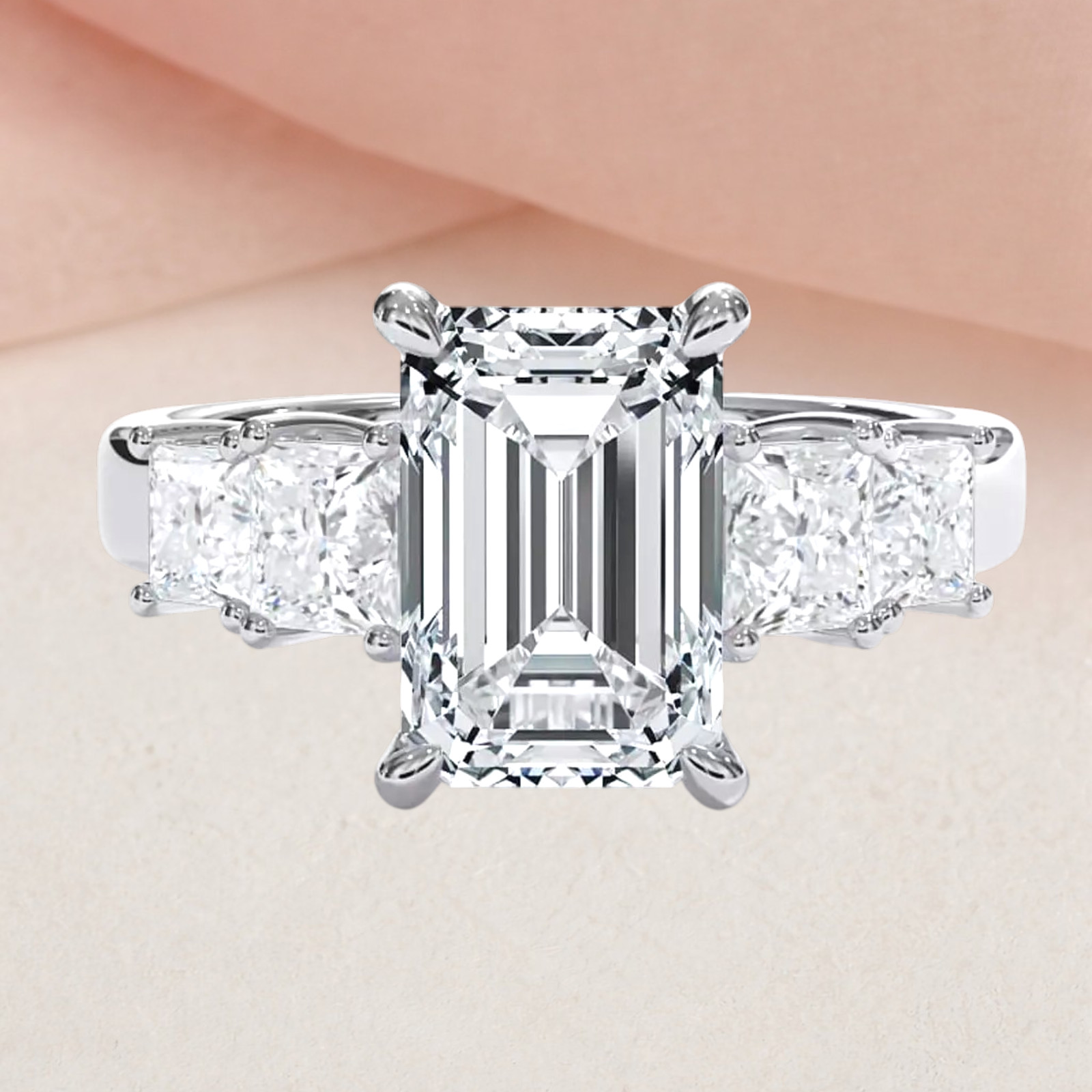 Diamond Engagement Ring 950 Platinum IGI Certified Lab Grown 3.00 CT Emerald Cut