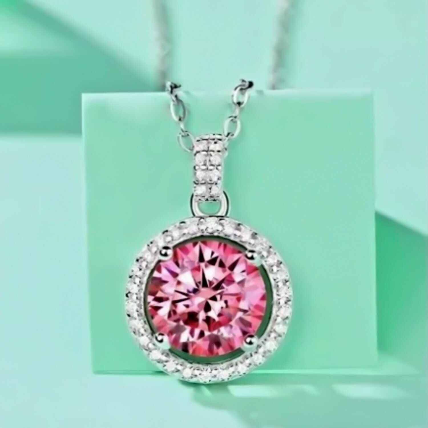 Certified 1.50 Ct Pink Diamond Pendant in 925 Silver Romantic Gift for Birthday