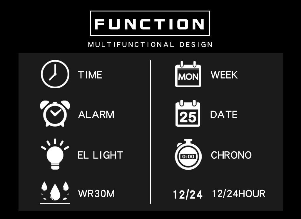 Men’s Military Sports Watch LED Screen Large Digital Face Waterproof Wristwatch