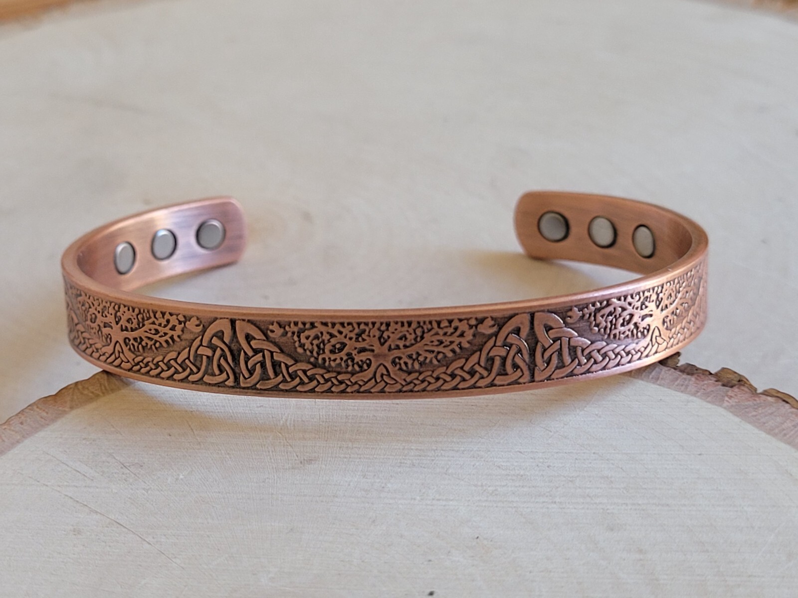 Copper Magnetic 9mm Bracelet – Arthritis Pain Therapy Energy Cuff Tree of Life