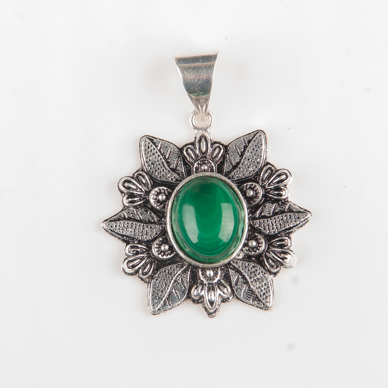 Malachite Gemstone Sterling Silver Jewelry Handmade Unique Jewelry 1.45″ For Her