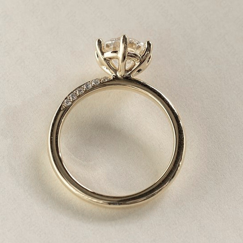 1.7 TCW Round Moissanite Classic Six Prong Engagement Ring 14k White Gold Plated
