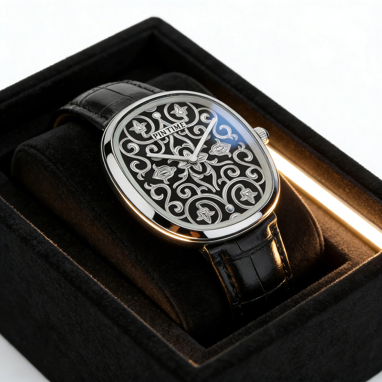 Classic Vintage Black Arabic Engraved Men’s Quartz Watch Elegant Gentleman