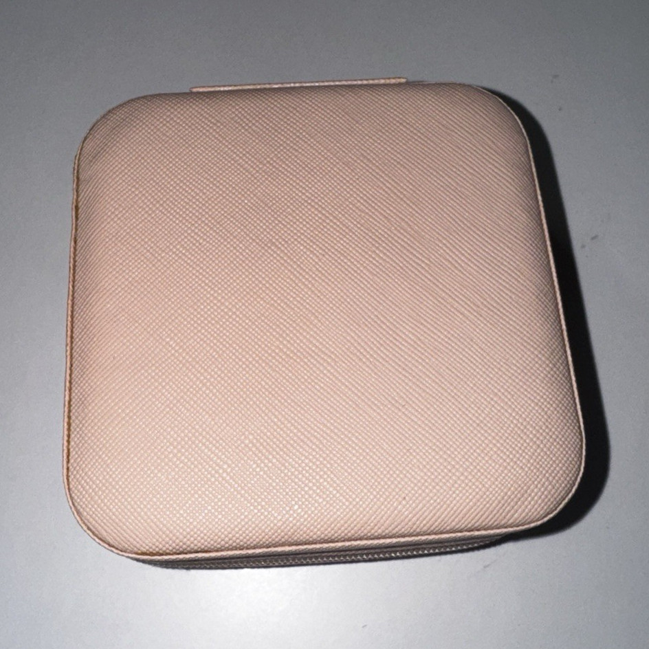 Pink Faux Leather Zip-Around Travel Jewelry Case, Velvet Lined