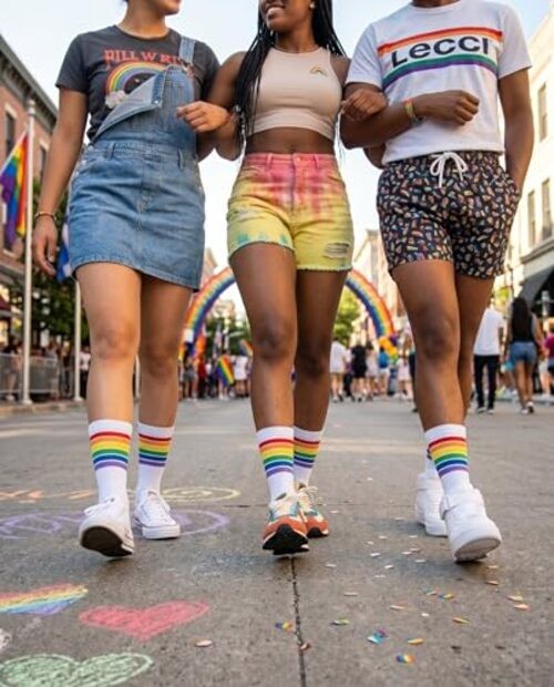 Pride Sport White Socks – Premium Cotton Rainbow Crew Socks | 8-12 Pride White