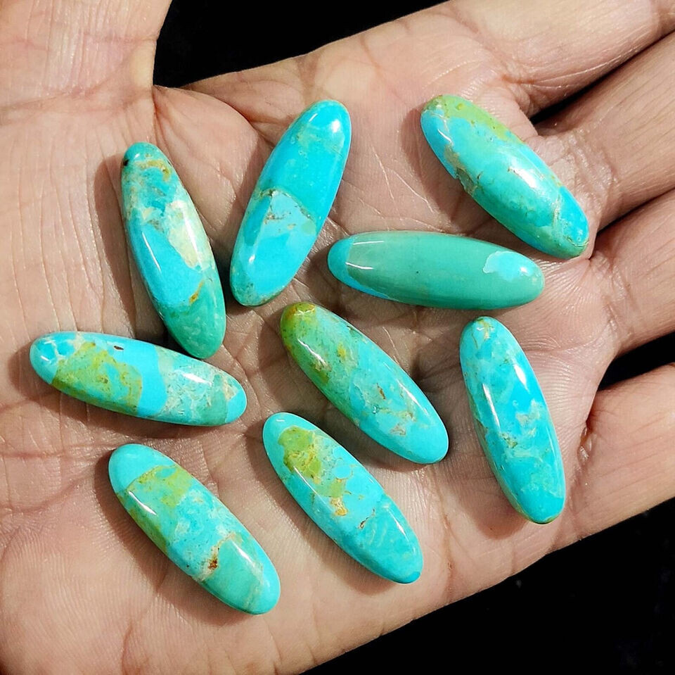 [WHOLESALE] BLUE MOHAVE TURQUOISE CABOCHON LONG OVAL SHAPE LOOSE GEMSTONE