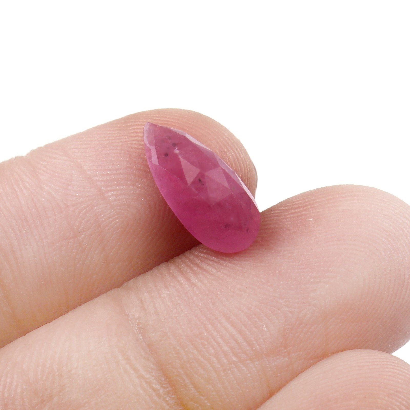 3.40 CT Natural CERTIFIED Ruby Glassfilled Loose Pear Flatback Rose Cut Gemstone