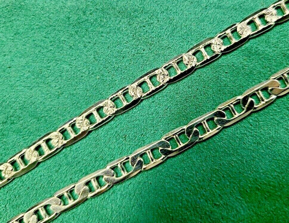 Sterling Silver D/C Flat Mariner Link Chain Necklace Bracelet 5.8 mm 7-30 inch