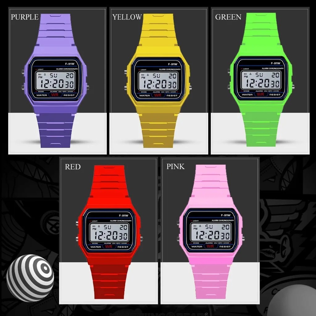 F 91W Classic Digital Resin Strap Watch Stopwatch Chronograph Sport Unisex