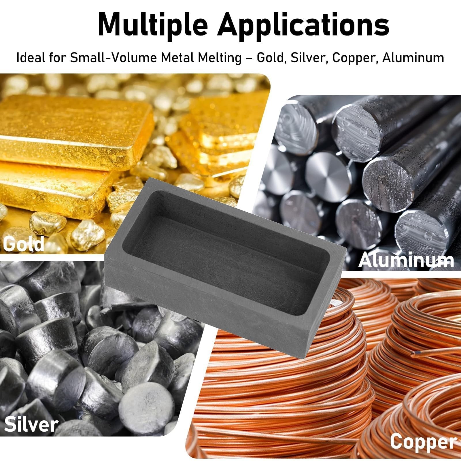 4 PCS High-Purity Graphite Molds for Metal Casting | Heat Resistant Up to 1800℃/