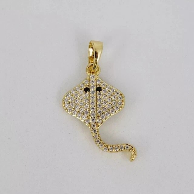 Round Cut Simulated Diamond Cluster Snake Shape Pendant 14K Yellow Gold Plated