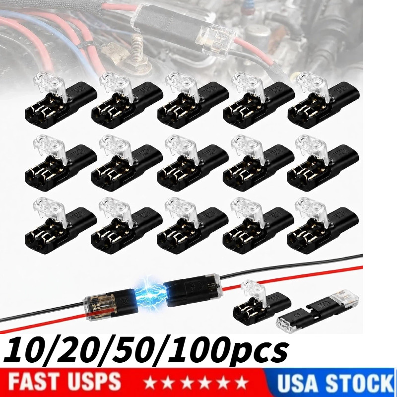 10~100pcs Double-Wire Plug-in Connector,Cable Clamp with Locking Buckle US STOCK