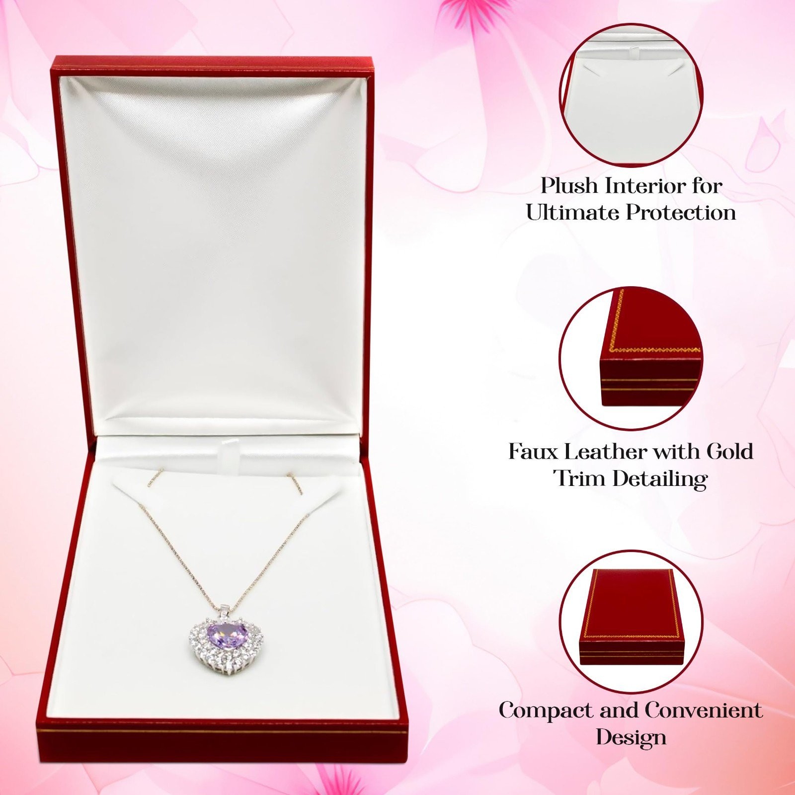 Red Leatherette Pendant/Necklace Jewelry Box Case