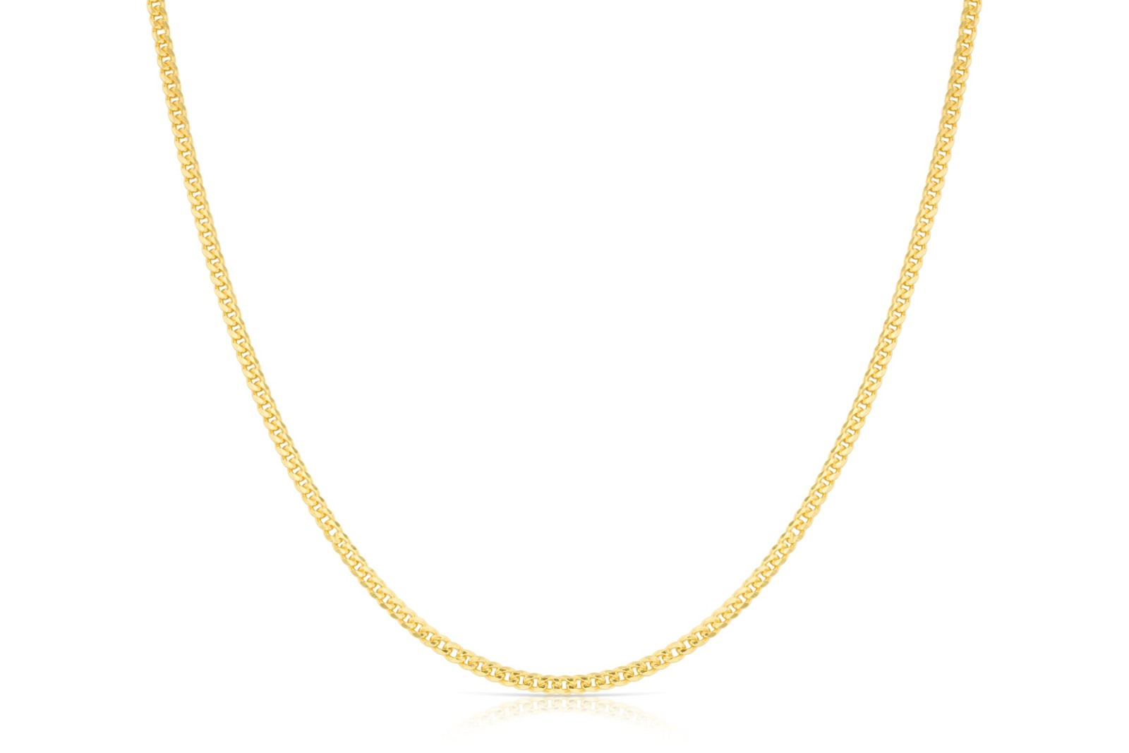 Floreo 10k Yellow Gold 0.75mm Solid Miami Cuban Gourmette Chain Necklace