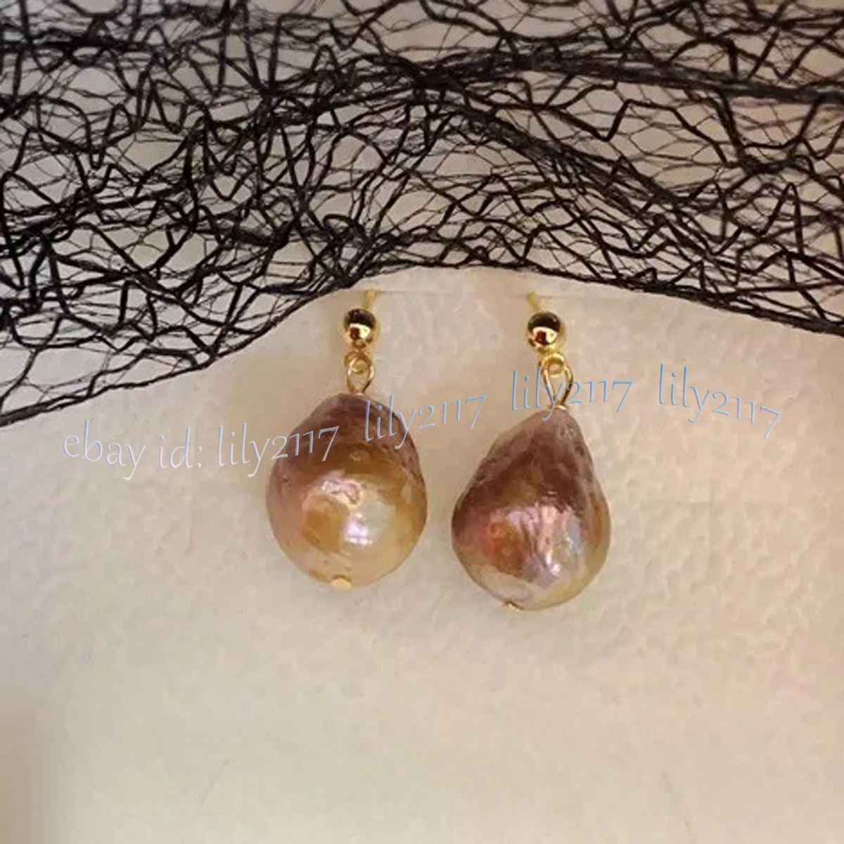 11-12mm Natural Purple Multicolor Baroque Keshi Edison Pearl Dangle Stud Earring