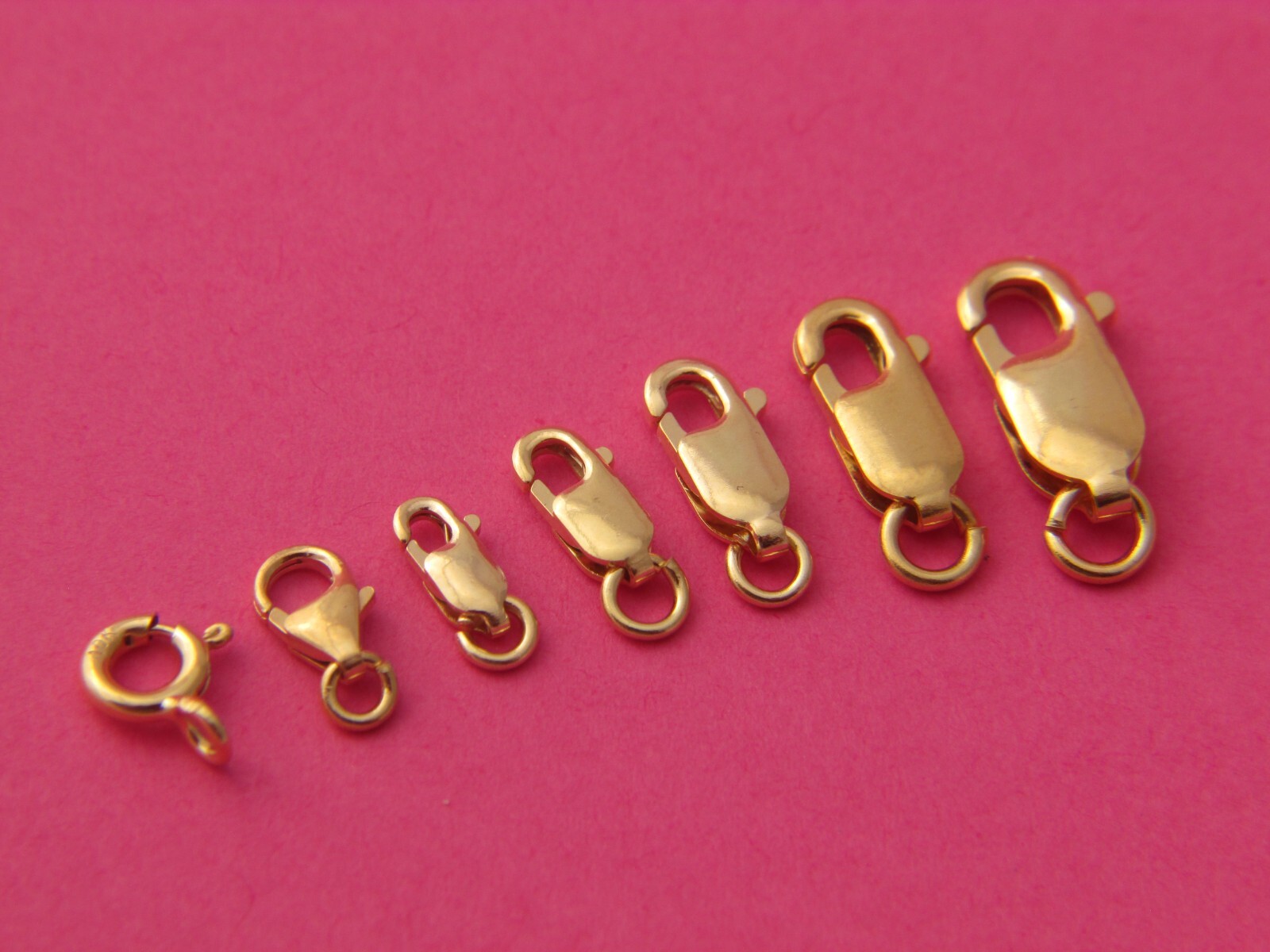 Solid 10k yellow gold Lobster claw Clasp spring ring clasp real gold