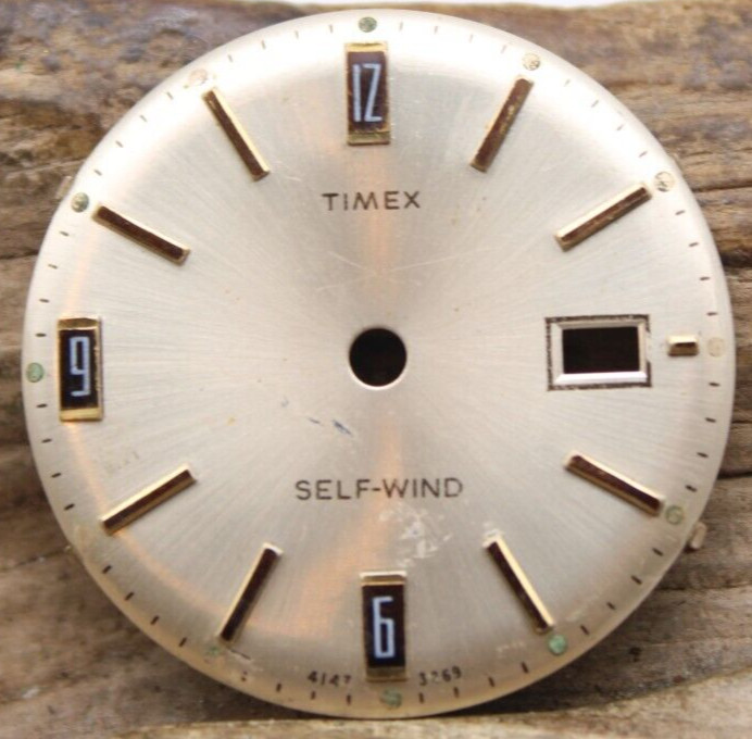 TIMEX SELF-WIND 4147-3269 WATCH DIAL 27.8mm STICK INDEXES (FM)