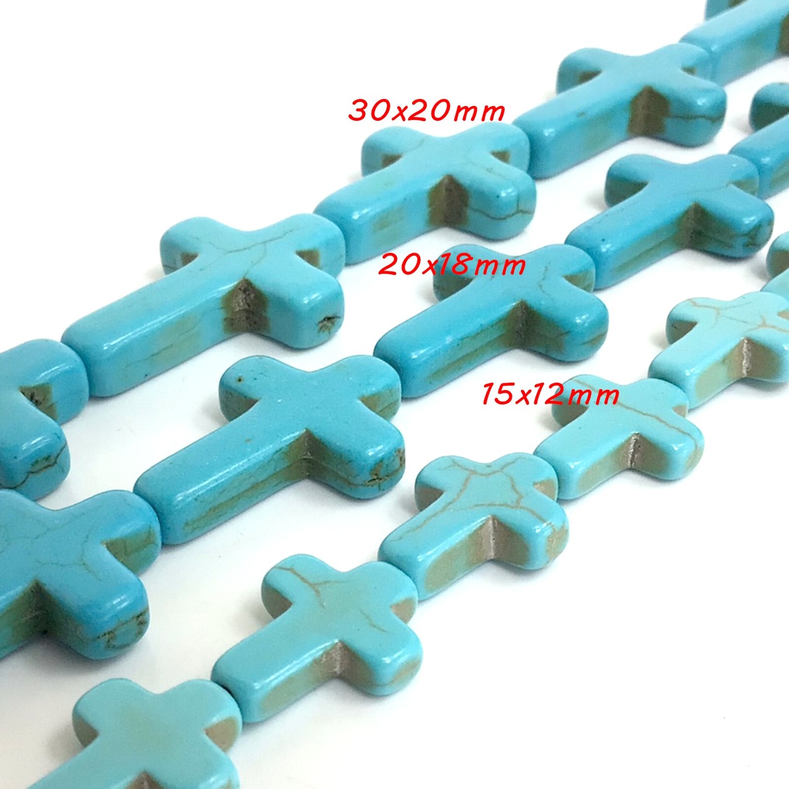 Wholesale Turquoise Howlite Magnesite Cross Loose Beads 15″ strand Free Shipping