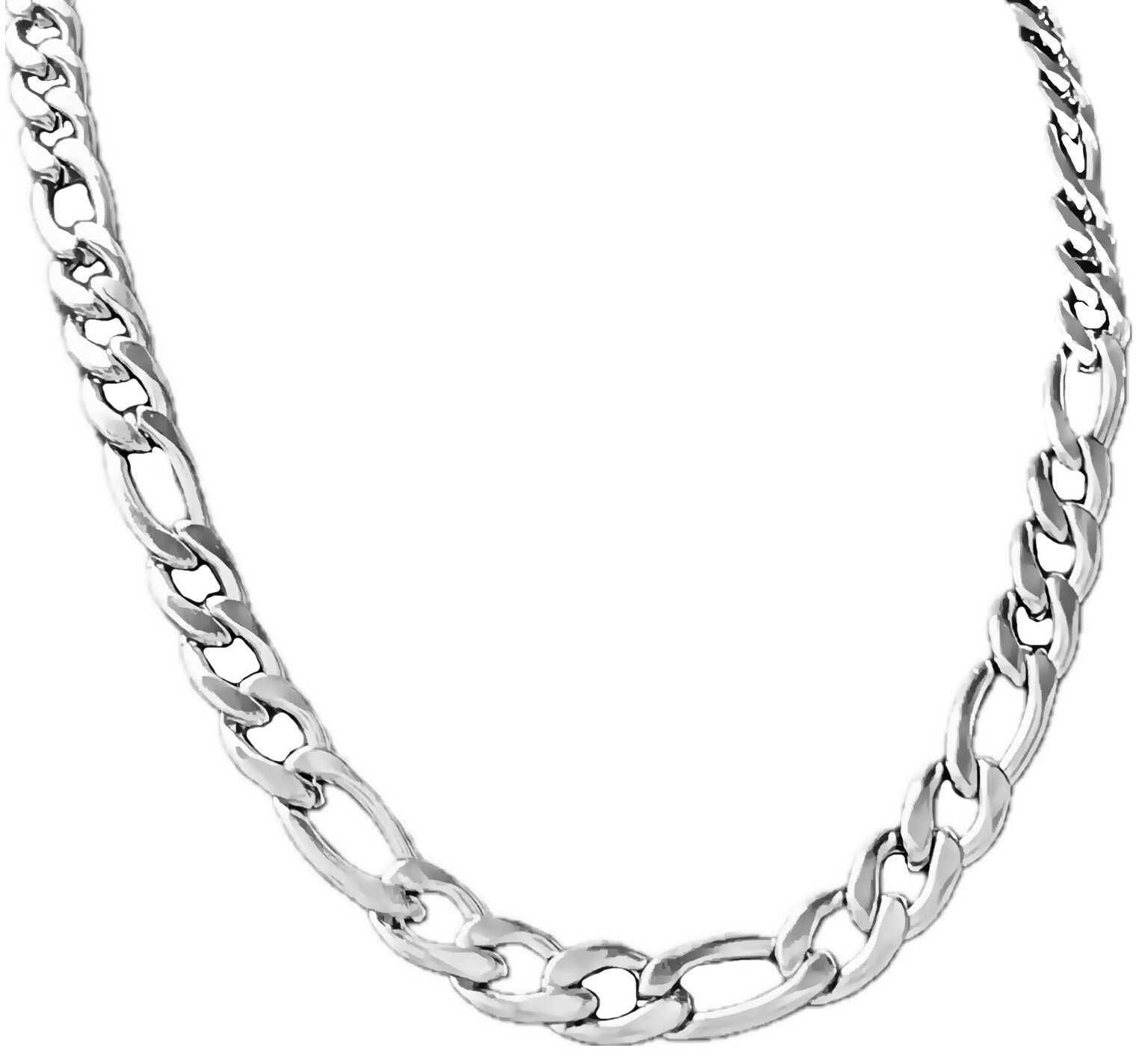 Men’s Solid 316L Stainless Steel Figaro Link Chain Necklace 24″ x 11MM Thick