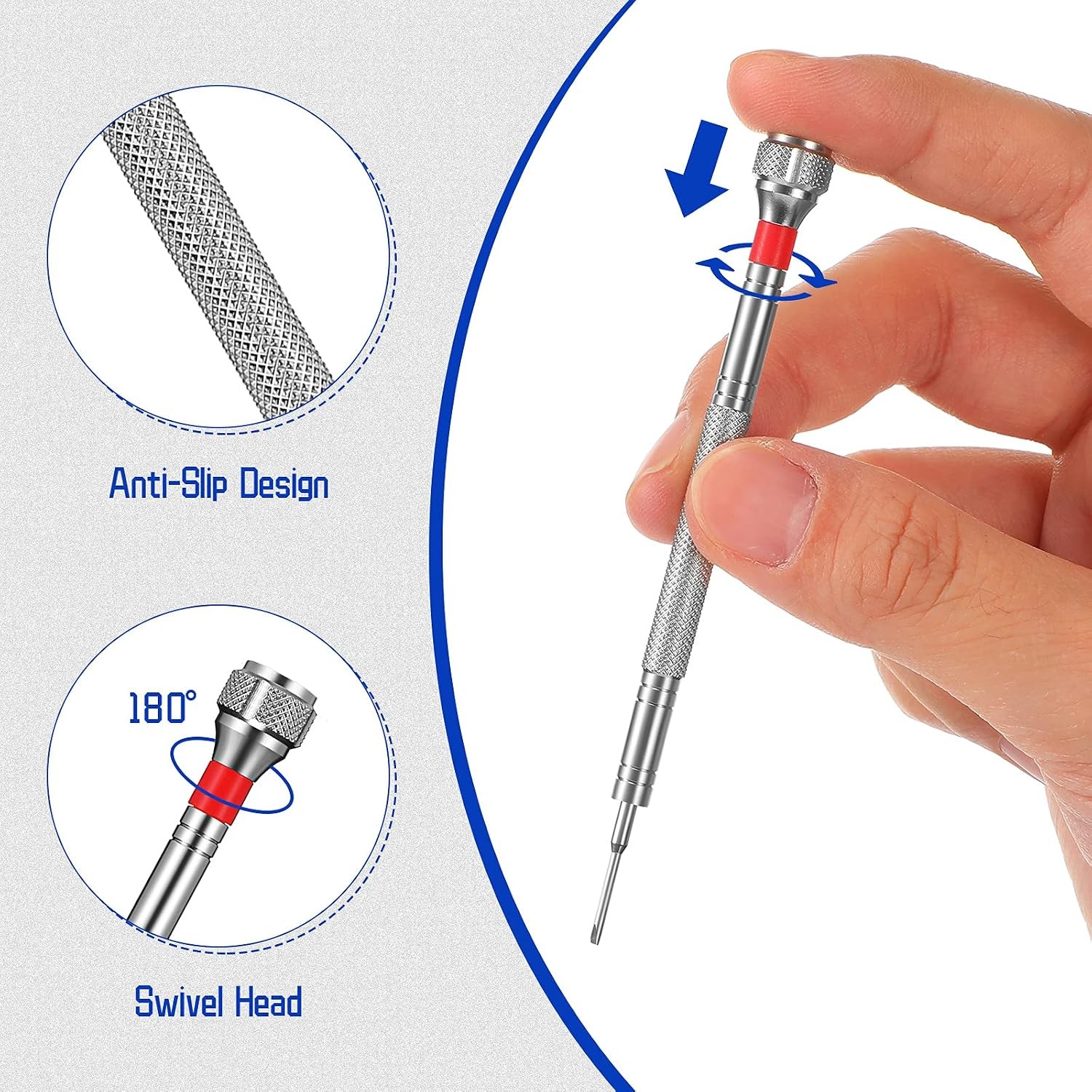 8Pcs Jewelers Micro Screwdriver Set, Flat Phillips for Watch Eyeglass Repair