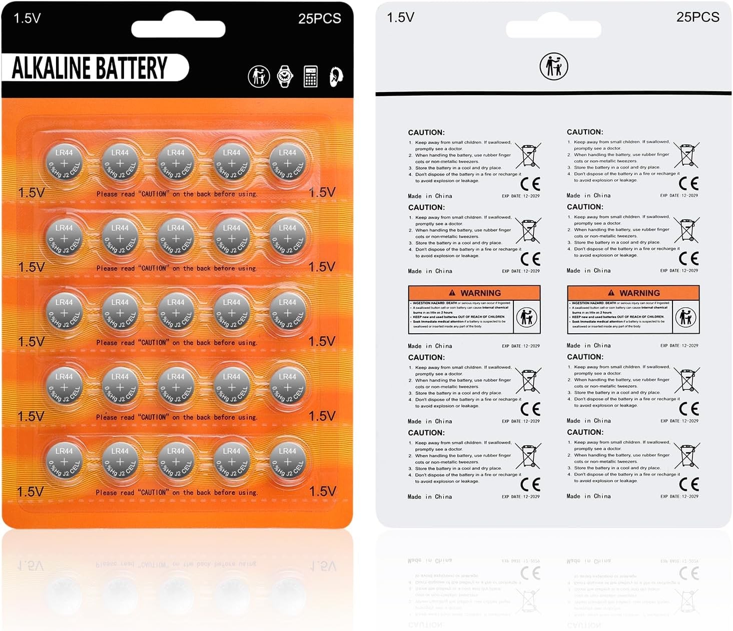 AG13 LR44 A76 L1154 1.5V Alkaline Button Coin Cell Batteries 25 Pack