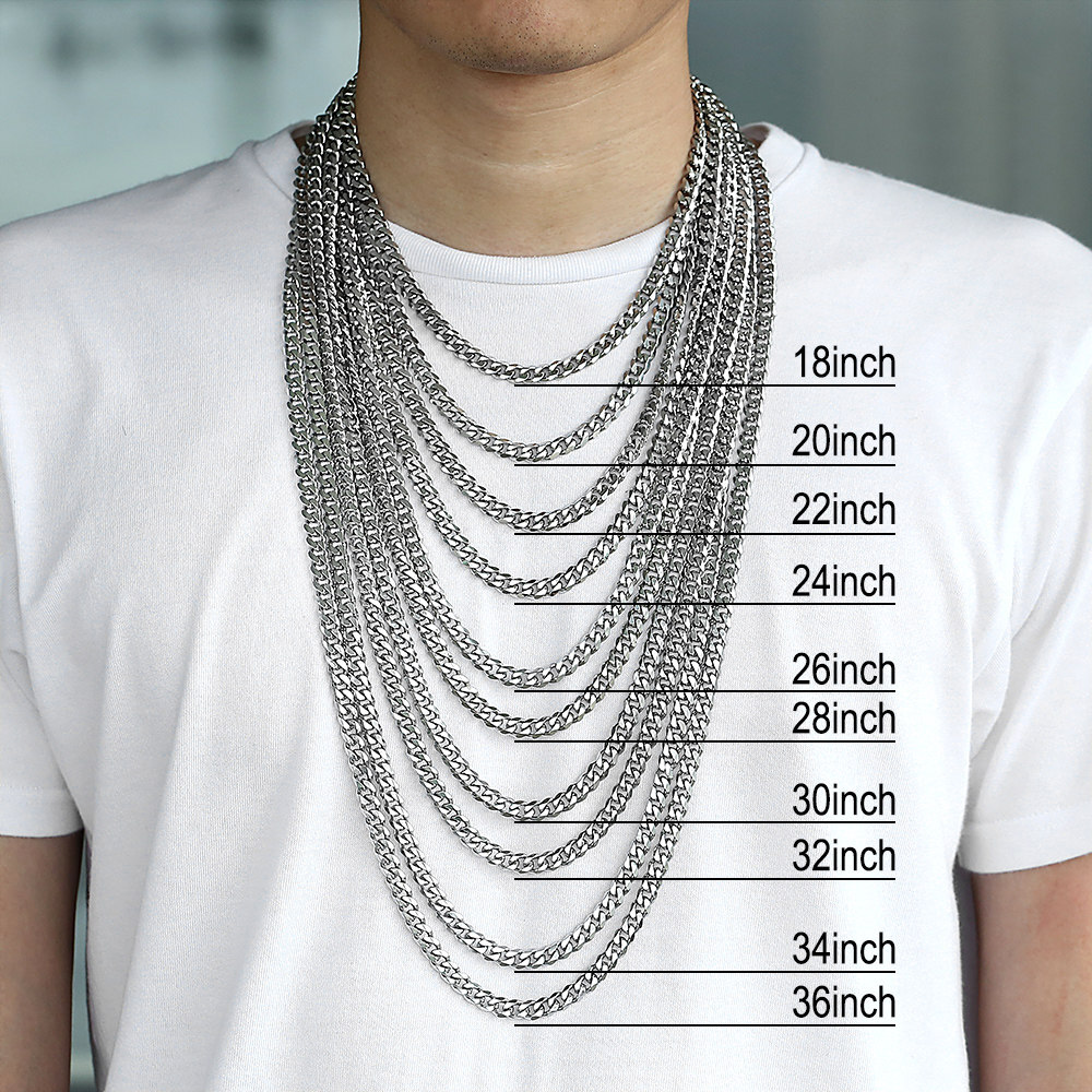 11mm Men’s Silver Flat Byzantine Chain Necklace 316L Stainless Steel 18-36″ Xmas
